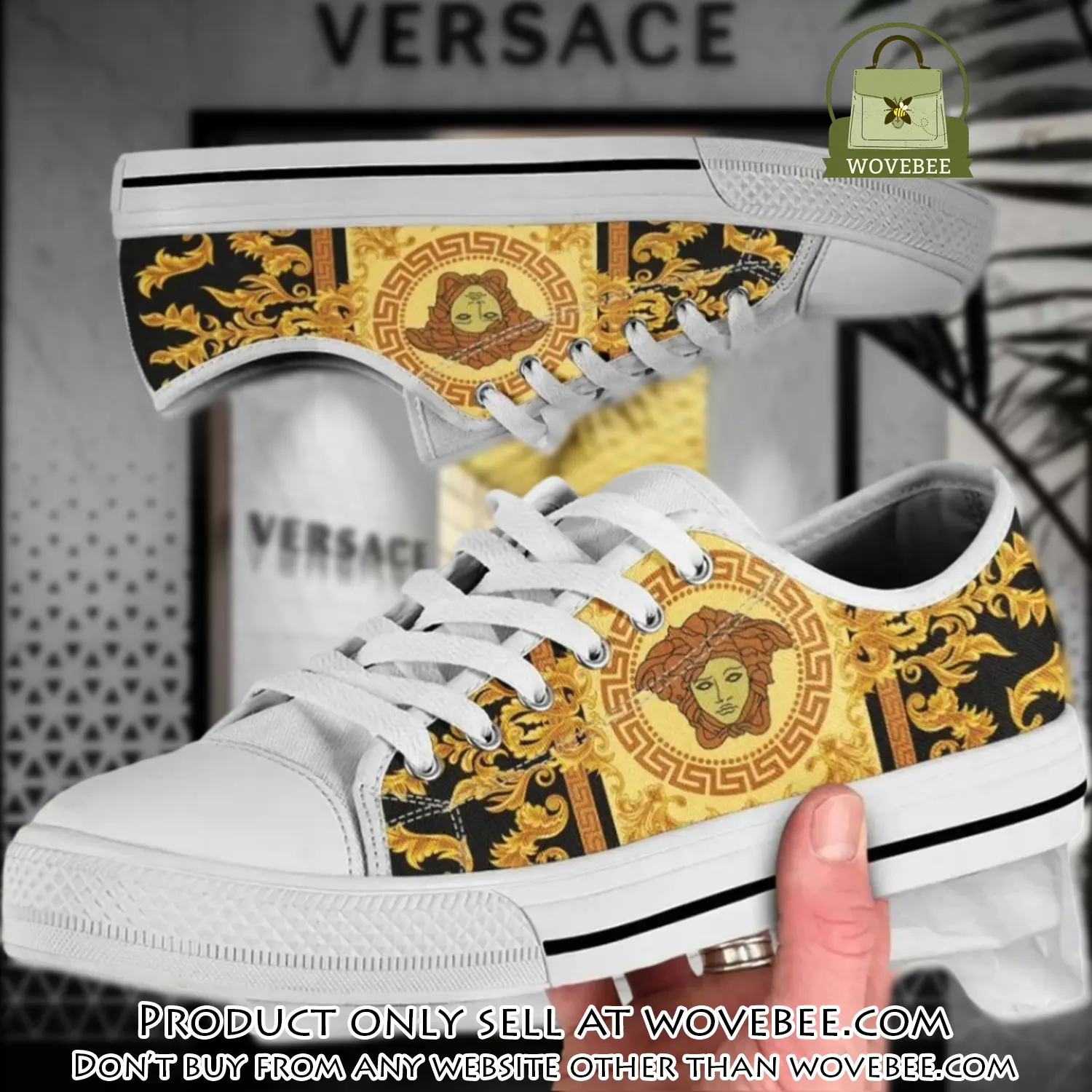Versace golden medusa white low top canvas shoes luxury brand gifts for men women wvb5908313